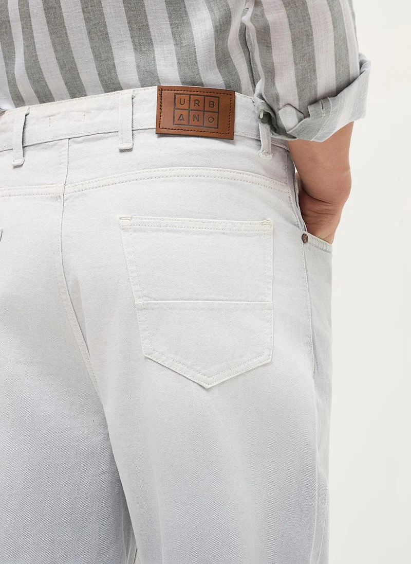 Urbano Fashion  Urbano Fashion Men's Ice Grey Loose Baggy Fit Heavy Washed Faded Denim Jeans Non-Stretchable for Men | Best Price UAE